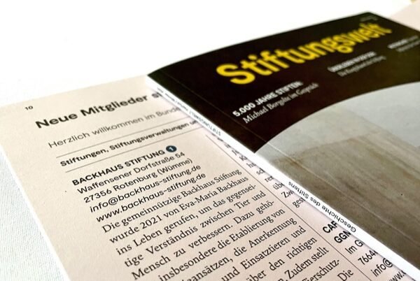 Backhaus Stiftung im Magazin Stiftungswelt