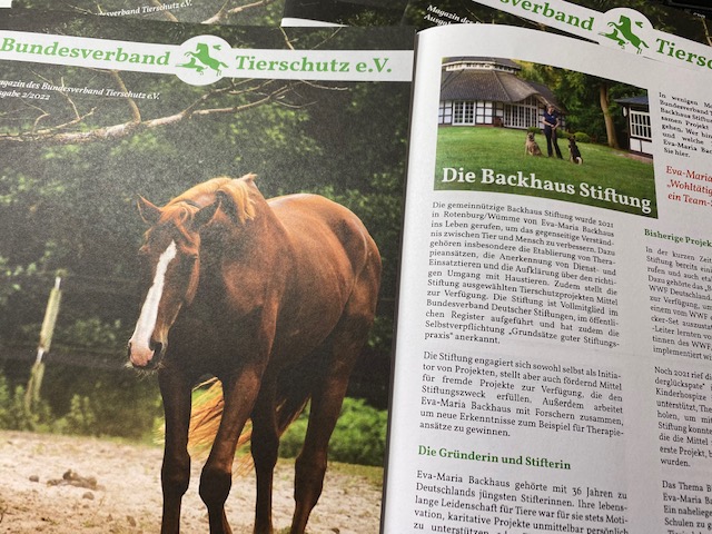 Bundesverband Tierschutz e.V. verkündet gemeinsame Zusammenarbeit mit der Backhaus Stiftung